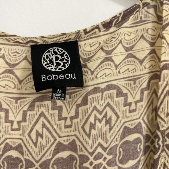 Bobeau Open Kimono Top Size M Beige Orange Light Poncho Bohemian Layering Aztec - Picture 2 of 6